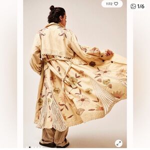 Free People Forget Me Not Floral Trench Coat